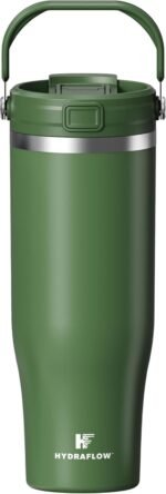 HYDRAFLOW 40 oz Travel Tumbler – Insulated, Stainless Steel, Leakproof, Ideal for Coffee, Tea, and Cold Drinks - Hunter Green - Image 2