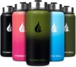 HYDRO CELL Stainless Steel Insulated Water Bottle with Straw - For Cold & Hot Drinks - Metal Vacuum Flask with Screw Cap and Modern Leakproof Sport Thermos for Adults (Army/Black 32oz) - Image 2