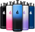 HYDRO CELL Stainless Steel Insulated Water Bottle with Straw - For Cold & Hot Drinks - Metal Vacuum Flask with Screw Cap and Modern Leakproof Sport Thermos for Adults (Blue/Black 24oz) - Image 2