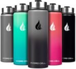 HYDRO CELL Stainless Steel Insulated Water Bottle with Straw - For Cold & Hot Drinks - Metal Vacuum Flask with Screw Cap and Modern Leakproof Sport Thermos for Adults (Graphite/Black 24oz) - Image 2