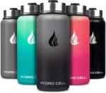 HYDRO CELL Stainless Steel Insulated Water Bottle with Straw - For Cold & Hot Drinks - Metal Vacuum Flask with Screw Cap and Modern Leakproof Sport Thermos for Adults (Graphite/Black 32oz) - Image 2