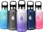 HYDRO CELL Stainless Steel Water Bottle with Straw & 2 Standard Mouth Lids (32oz 24oz 20oz 16oz) Keeps Liquids Hot or Cold w/Double Wall Vacuum Insulated Leak Proof Sport Design (Lavender/White 16oz) - Image 2