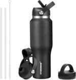 HYDROWION 32oz Stainless Steel Water Bottle(Cold for 48 Hrs, Hot for 24 Hrs),Double Wall Vacuum Insulated Water Bottle with Straw Lid, Spout Lid and Flex Cap, Fit in Any Car Cup Holder,Black - Image 2
