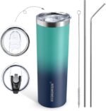 HYDROWION Triple-Insulated Tumblers - Stainless Steel with Lid and Straw, 20 oz Water Bottle, Stainless Steel Cups, Coffee Travel Mug for Home & Office Green-Blue Gradient - Image 2