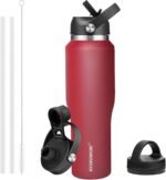 HYDROWION Water Bottle Stainless Steel,Vacuum Insulated Leak Proof Tumbler 32oz with Straw Lid, Spout Lid and Flex Cap(Cold for 48 Hrs, Hot for 24 Hrs), Fit in Any Car Cup Holder, Red - Image 2