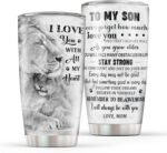 HYMONA Son Birthday Gifts Coffee Tumblers 20oz with Straw Lid, Son Gifts from Mom, Present for My Sons Insulated Stainless Steel Travel Cup, Sons Lion Gifts Cup - Image 2