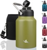 Half Gallon Jug with Handle,64 oz Insulated Water Bottle with Carrying Pouch,Double Wall Vacuum Stainless Steel Metal Bottle,Forest Green - Image 2