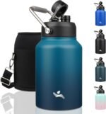 Half Gallon Jug with Handle,64 oz Insulated Water Bottle with Carrying Pouch,Double Wall Vacuum Stainless Steel Metal Bottle,Indigo Black - Image 2