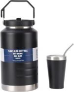 Half Gallon Large Insulated Water Bottle + Stainless Steel Cup, 67 oz, Black, 2000 ml Tumbler Jug, Insulated Container, Insulated Jar, 304 SS Thermal Mug, Leak-Proof, Hot/Cold for Sports Travel Gym - Image 2
