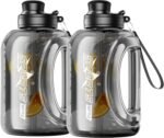 Half Gallon Water Bottle, 95 OZ/2.8 L Water Jug with Straw, Large Water Bottle with Portable Handle, Big Water Jug with Portable Strap for Drinking and Sports Outdoor Gym (Black-2) - Image 2