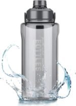 Half Gallon/64oz Water Bottle With Handle, Leak proof with removable strainer, BPA Free Fitness 2L Sports Water Jug, ensure You Drink Enough Water Daily for Gym and Outdoor Sports(Grey) - Image 2