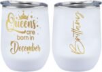 Happy Birthday December Queens Are Born In Customized Name Tumbler Personalized With Lid Engraved 12oz 30oz Lid - Image 2