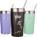 Healthy Human Stainless Steel Tumbler with Straw & Lid | Splash Proof Insulated Travel Cup | Eco-Friendly Coffee Tumblers | Water Cups with Straws Cleaner and Splash Proof Lids (20oz, Black Onyx) - Image 2