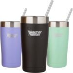 Healthy Human Stainless Steel Tumbler with Straw & Lid | Splash Proof Insulated Travel Cup | Eco-Friendly Coffee Tumblers | Water Cups with Straws Cleaner and Splash Proof Lids (20oz, Pure Black) - Image 2
