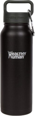 Healthy Human Stainless Steel Water Bottle | Double Walled Vacuum Insulated Water Thermos for Adults | Eco-Friendly Travel Bottles with Leak Proof Lid (Pure Black, 21 oz/ 621 ML) - Image 2