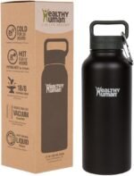 Healthy Human Stainless Steel Water Bottle | Double Walled Vacuum Insulated Water Thermos for Adults | Eco-Friendly Travel Bottles with Leak Proof Lid (Pure Black, 32 oz/ 946 ML) - Image 2