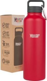 Healthy Human Stainless Steel Water Bottle | Double Walled Vacuum Insulated Water Thermos for Adults | Eco-Friendly Travel Bottles with Leak Proof Lid (Red Hot, 40 oz / 1183 ML) - Image 2