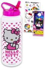 Hello Kitty Reusable Water Bottle - Bundle with Plastic Water Bottle with Spout for Home, School, Sports Plus Sticker, More - Image 2