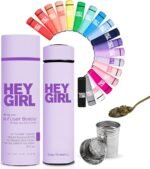 Hey Girl Tea Infuser Bottle 450ml - Insulated Stainless Steel Water Bottle - Tea Tumbler with Tea Diffuser - Portable Travel Mug for Loose Leaf Tea & Infused Water - Tea Lovers Gifts for Women - Image 2