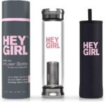 Hey girl Glass Water Bottle Tea Infuser - 14oz Insulated Glass Bottles with Tea Steeper & Silicone Sleeve for Loose Leaf Tea & Infused Fruit - Travel Tea Brewer Tumbler Mug - Gifts for Tea Drinkers - Image 2