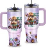 Highland Cow Gifts - Yak Tumbler 40oz with Handle and Straws, Leak-proof, Stainless Steel Insulated Coffee Mugs for Western Farm Lovers Cups, Purple Highland Cows Drinking Water Bottle - Image 2