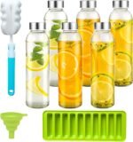 HiliyKiliy 6 Packs18 oz Clear Glass Juice Bottles with Lids, Reusable Glass Water Bottles with Stainless Steel Cap for Juicing, Refrigerator,100% Leak Proof, BPA Free - Image 2