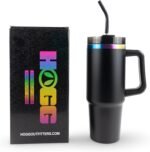 Hogg 30 oz Powder Coated Traveler - Rainbow Plated Black, Powder Coated Tumblers for Laser Engraving, Engravable Tumblers Bulk, Rainbow Cups, Stainless Steel Cups Bulk - Image 2