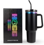 Hogg 40 oz Powder Coated Traveler - Rainbow Plated Black, Powder Coated Tumblers for Laser Engraving, Engravable Tumblers Bulk, Rainbow Cups, Stainless Steel Cups Bulk - Image 2