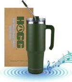 Hogg Bluetooth Tumbler 30 oz Grippy - Hunter Green, Bluetooth Speaker Cup, 30 oz Stainless Steel Tumbler with Handle, Green Cup with Speaker, Insulated Water Bottle, Gifts for Music Lovers - Image 2