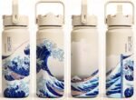 Hokusai The Great Wave Water Bottle – Cute 18oz / 500ml Reusable Sport Vacuum Insulated Stainless Steel Thermal Flask with Straw & Carry Handle | Kawaii Japanese Art Design for Hot & Cold Drinks - Image 2