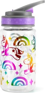 Home Tune 15oz Kids Water Drinking Bottle - Tritan BPA Free, Wide Mouth, Flip Sip Top, Easy Open, Lightweight, Leak-Proof Water Bottle with Cute Foil Print Design for Girls & Boys - Image 2