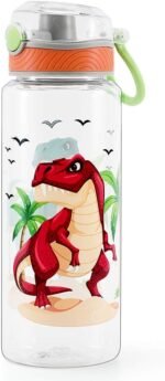 Home Tune 23oz Kids Water Bottle for School Boys, BPA FREE Tritan, Leak Proof Flip Top Lid, Easy Clean, Carry Handle - Dinosaur - Image 2