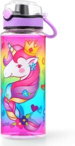 Home Tune Cute Water Bottle for School Kids Girls, BPA FREE Tritan & Leak Proof & Easy Clean & Carry Handle, 23oz/ 680ml - Unicorn - Image 2