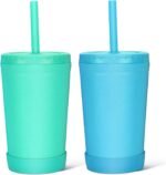 Homestockplus 10 Oz Wheat Straw Reusable Cups with Lids & Silicone Straws | Anti-slip Kids & Family Safe Drinking Cup for Milk, Juice, Smoothies | Dishwasher Microwave Safe -Easy Clean For Daily use - Image 2