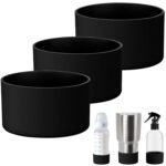 Honeydak 3 Pieces Silicone Sleeve Bottom Base Accessories for 16 oz Spray Bottles Anti Slip Cosmetic Spray Bottom Cover Washable Rubber Bottom Base for 12 to 24 oz Water Bottles (Black) - Image 2