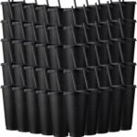 Honeydak 60 Pack Tumbler with Straw and Lid Bulk Cups for Gifts Glitter Plastic Coffee Cups 24-27 oz Reusable Water Bottle Iced Coffee Travel Mug Party Favors for Birthdays Travel (Black) - Image 2