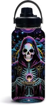 Horror Gifts, Skull Water Bottle Travel Tumbler Fortune Telling Cup with Lid 32oz, Goth Witchy Spooky Gifts for Women, Skull Goth Tarot Lover Gift for Christmas, 1 PCS - Image 2