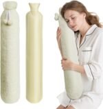 Hot Water Bottle with Cover, 2L Rubber Hot Water Bag with Soft Cover (2 Liter), for Cramps, Compress Pain Relief, Removable Hot Cold Pack Valentine's Day Gifts (Beige) - Image 2