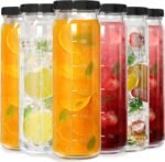 Huichuiero [6 Pack] 20 Oz Glass Juicing Bottles w Airtight Lids - Reusable Drinking Jars w Scale Marker, Travel Water Cups - Tall Mason Jar for Kombucha, Vanilla Extract(Extra 2 Lids) - Image 2