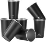 HurOutd 8 Pack Stainless Steel Cups 16oz -Black Stackable Metal Drinking Glasses for Camping, Travel, Shatterproof Tumblers - Image 2