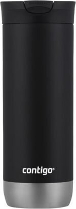 Huron Vacuum-Insulated Stainless Steel Travel Mug, 16oz Licorice - Leak-Proof Lid for Hot/Cold Beverages, Fits Most Cup Holdersand Brewers - Image 2