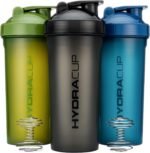 Hydra Cup [3 Pack] 45 Ounce Shaker Bottles for Protein Shakes, Jumbo Shaker Cups with Ball Blender Whisk, Extra Large Bottle with Handle (Dark Colors) - Image 2
