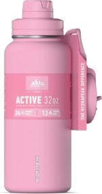 Hydrapeak 32oz Sport Insulated Water Bottle with Straw & Chug Lid, Leak & Spill Proof, Keeps Drinks Cold for 24 Hours, Hot for 12 Hours, Premium Stainless Steel Water Bottles (32oz, Pink) - Image 2
