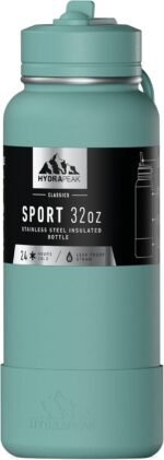 Hydrapeak 32oz Sport Insulated Water Bottle with Straw Lid, Leak & Spill Proof, Keeps Drinks Cold for 24 Hours, Hot for 12 Hours, Premium Stainless Steel Water Bottles (32oz, Pale Sage) - Image 2