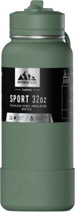 Hydrapeak 32oz Sport Insulated Water Bottle with Straw Lid, Leak & Spill Proof, Keeps Drinks Cold for 24 Hours, Hot for 12 Hours, Premium Stainless Steel Water Bottles (32oz, Sage Leaf) - Image 2