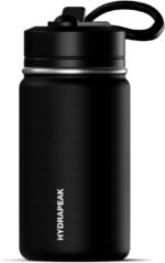 Hydrapeak Mini 14oz Water Bottle with Straw Lid, Stainless Steel Double Wall Insulated Water Bottle | Leak-Proof and Spill-Proof Water Bottle, 24 Hours Cold (Black) - Image 2