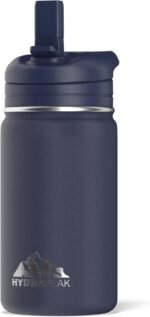 Hydrapeak Mini 14oz Water Bottle with Straw Lid, Stainless Steel Double Wall Insulated Water Bottle | Leak-Proof and Spill-Proof Water Bottle, 24 Hours Cold (Navy) - Image 2