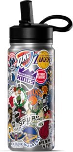 Hydrapeak x NBA Officially Licensed All Team Sticker Print 20 oz Insulated Water Bottle with Straw Lid and Handle - Image 2