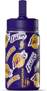 Hydrapeak x NBA Officially Licensed Los Angeles Lakers 14oz Mini Kids Water Bottle with Straw Lid and Handle Reusable Stainless Steel Double Wall Insulated Spill Proof Sports Gift for Boys Girls - Image 2
