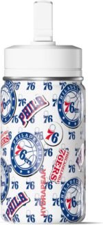Hydrapeak x NBA Officially Licensed Philadelphia 76ers 14oz Mini Kids Water Bottle with Straw Lid and Handle Reusable Stainless Steel Double Wall Insulated Spill Proof Sports Gift for Boys Girls - Image 2